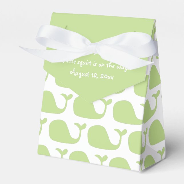 Green Whale Theme Baby Shower Favour Boxes (Front Side)