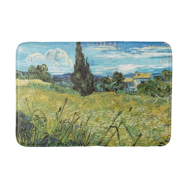 Green Wheat Field  Vincent van Gogh  Bath Mat (Front)