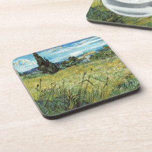 Green Wheat Field Vincent van Gogh Coaster