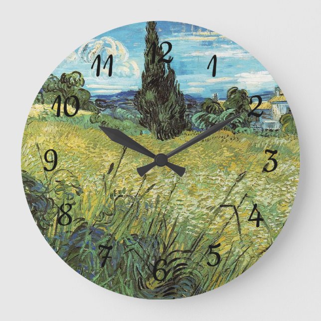 Green Wheat Field  Vincent van Gogh  Large Clock (Front)