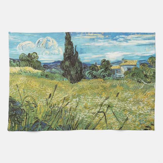 Green Wheat Field  Vincent van Gogh   Tea Towel (Horizontal)