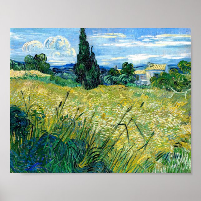 Green Wheat Field with Cypress (1889) Van Gogh Art Poster (Front)