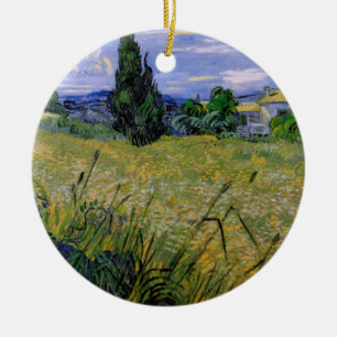 Green Wheat Field with Cypress by Vincent van Gogh Ceramic Ornament