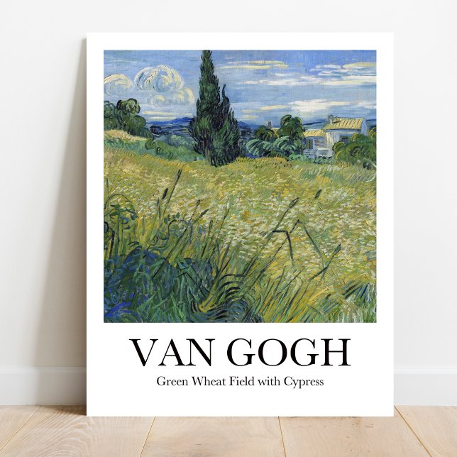 Green Wheat Field with Cypress by Vincent van Gogh Poster (Van Gogh's Sun-Kissed Fields: "Green Wheat Field with Cypress." Museum-quality poster)