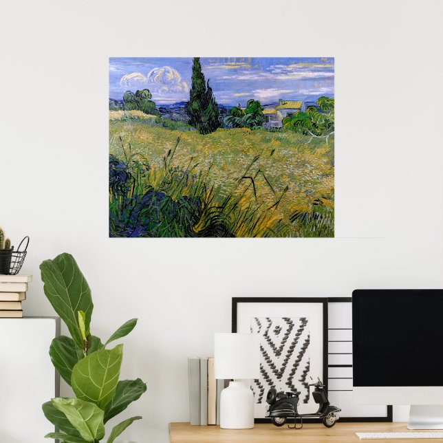 Green Wheat Field with Cypress by Vincent van Gogh Poster (Home Office)