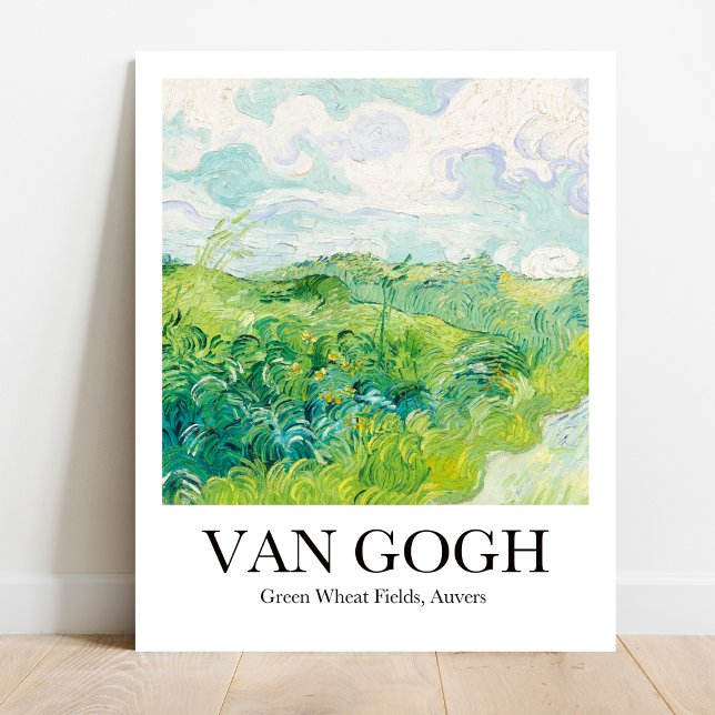 Green Wheat Fields, Auvers by Vincent van Gogh Poster (Van Gogh's Sun-Kissed Wheat Fields: Bring vibrancy to your walls! Museum-quality poster)