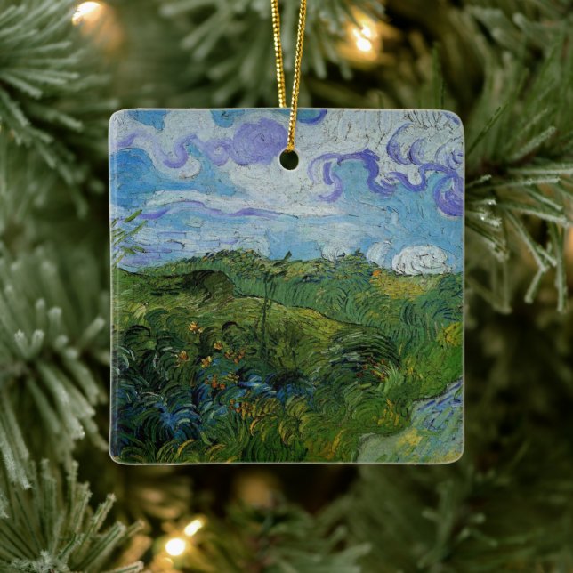 Green Wheat Fields by Vincent van Gogh Ceramic Ornament (Tree)