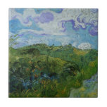 Green Wheat Fields by Vincent van Gogh Ceramic Tile<br><div class="desc">Green Wheat Fields by Vincent van Gogh is a vintage fine art post impressionism landscape nature painting. Farm fields of wheat in green colours and beautiful blue skies with swirling fluffy clouds during the spring season. About the artist: Vincent Willem van Gogh (1853 -1890) was one of the most famous...</div>
