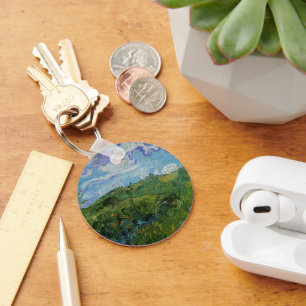 Green Wheat Fields by Vincent van Gogh Key Ring