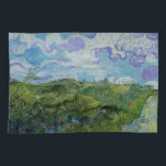 Green Wheat Fields by Vincent van Gogh Tea Towel<br><div class="desc">Green Wheat Fields by Vincent van Gogh is a vintage fine art post impressionism landscape nature painting. Farm fields of wheat in green colours and beautiful blue skies with swirling fluffy clouds during the spring season. About the artist: Vincent Willem van Gogh (1853 -1890) was one of the most famous...</div>