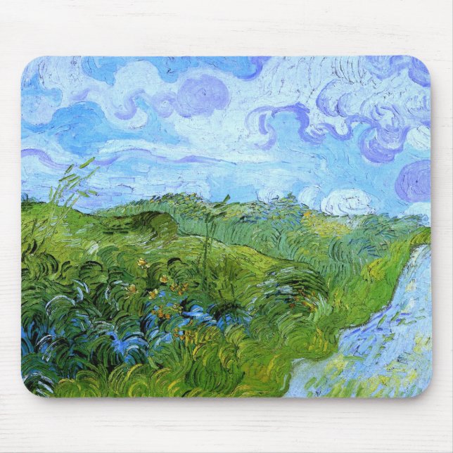 Green Wheat Fields  (F807) Van Gogh Fine Art Mouse Pad (Front)