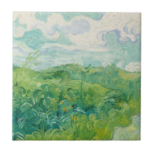 Green Wheat Fields Landscape Art Van Gogh Ceramic Tile
