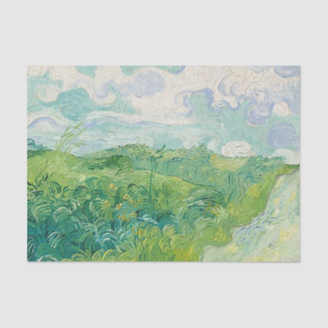 Green Wheat Fields Landscape Art Van Gogh Tissue Paper (Front)