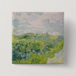 Green Wheat Fields - Van Gogh - c1889 15 Cm Square Badge