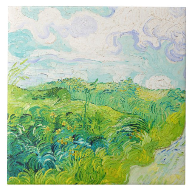 Green Wheat Fields, Van Gogh Ceramic Tile (Front)