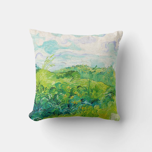 Green Wheat Fields, Van Gogh Cushion (Front)
