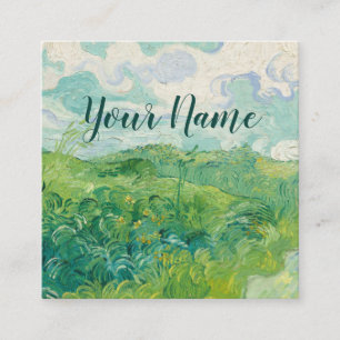 Green Wheat Fields Van Gogh Vintage Art Square Business Card