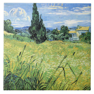 Green Wheatfield with Cypress, Ceramic Tile