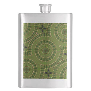 Green Wheel Mandala / Grünes Rad Mandala Hip Flask