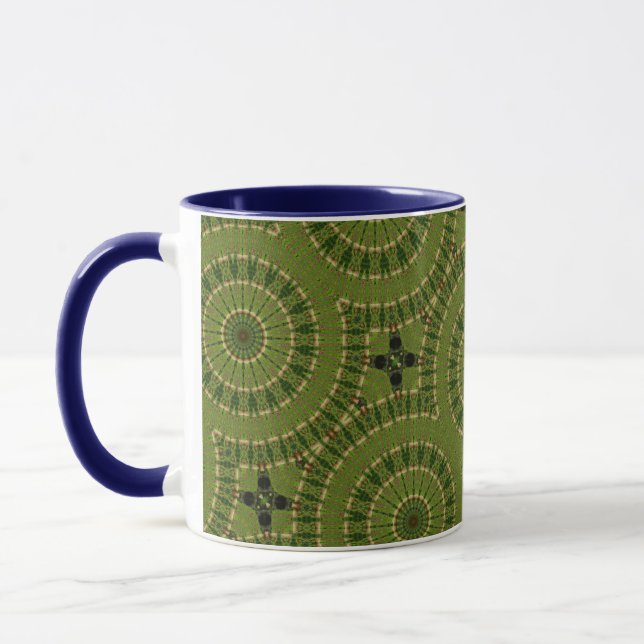 Green Wheel Mandala / Grünes Rad Mandala Mug (Left)