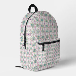 Green Wheel With Pink Flowers Printed Backpack