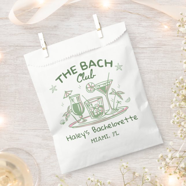 Green Whimsical Beach Cocktail Bachelorette Party Favour Bag (Clipped)