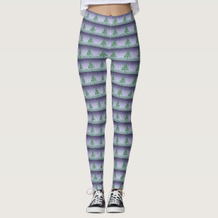 Green Whimsical Christmas Trees Leggings