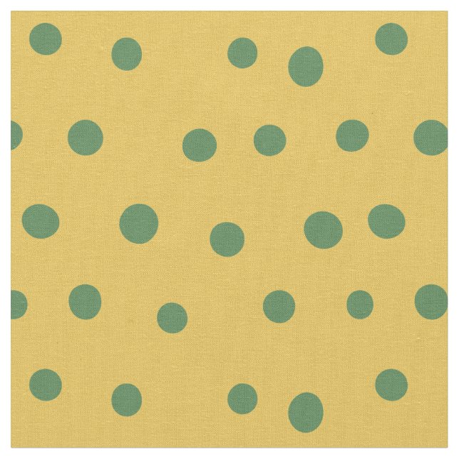 Green Whimsical Dots on Yellow Fabric (Close Up)