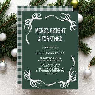 Green Whimsical Hand Drawn Friends Christmas Party Invitation
