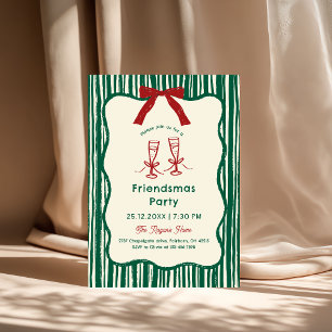 Green Whimsical Hand Drawn Friendsmas Party Invitation