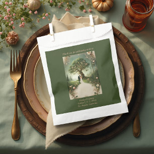 green Whimsical Mediaeval Forest Wedding Favour Bag