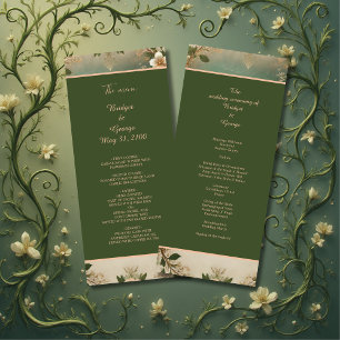 green Whimsical Mediaeval Forest Wedding program 