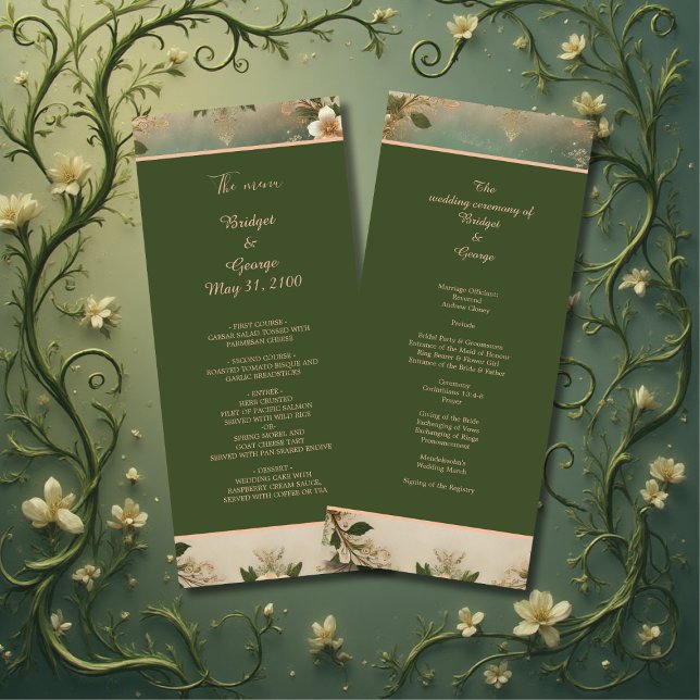 green Whimsical Mediaeval Forest Wedding program  (Creator Uploaded)