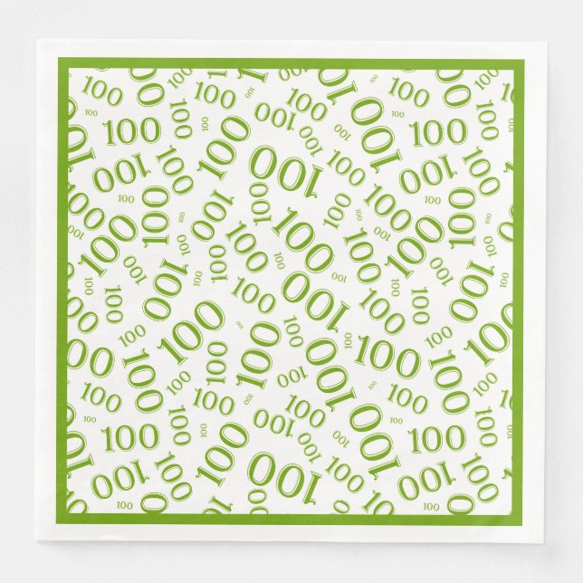 Green/White 100 Random Number Pattern Napkin (Front)