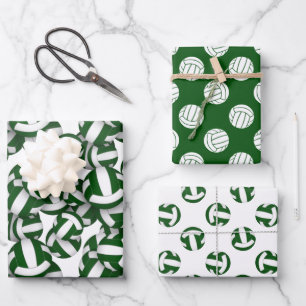 green white 3 pc coordinating volleyball  wrapping paper sheet