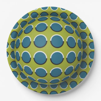 Green White 3D Optical Effect Paper Party Plate