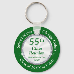 Green White, 55th Class Reunion, ANY YEAR, COLOR, Key Ring