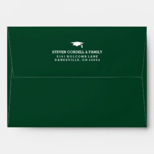 Green & White 5x7 Graduation Invite Envelope