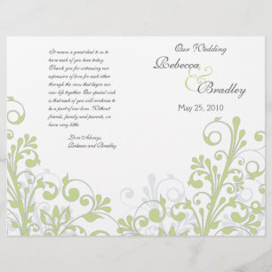 Green & White Abstract Floral Wedding Program