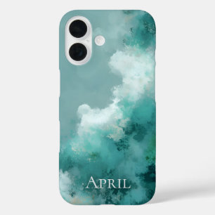 Green & White Abstract Paint  iPhone 16 Case