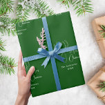 Green white abstract reindeer modern Christmas Wrapping Paper<br><div class="desc">Green background,  and a pattern of white abstract one line reindeer.  Personalise and add your name and year. Text; Merry Christmas</div>