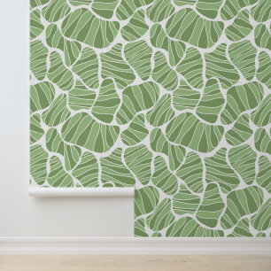 Green & White Abstract Shape Wallpaper paper