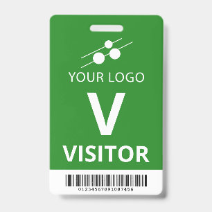 Green White Add Your Logo Bar Code Visitor ID Badge