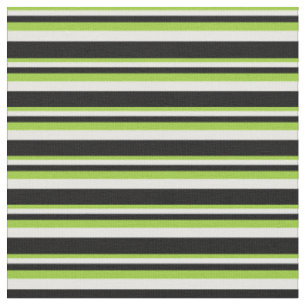 Green, White, and Black Coloured Striped Pattern Fabric