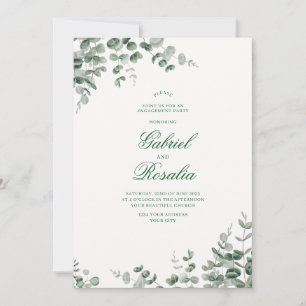 Green White and Black Modern Floral Wedding Invita Invitation