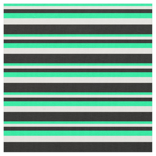 Green, White, and Black Striped Pattern Fabric (Close Up)