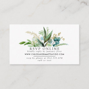 Green White and Gold Botanical Wedding RSVP Enclosure Card