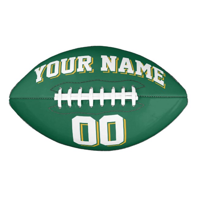 GREEN WHITE AND GOLD Custom Football (Front)