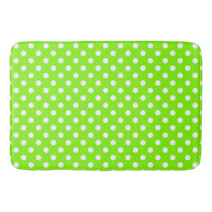 green, white and green polka dots bath mat