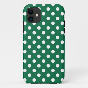 green, white and green polka dots iPhone 11 case